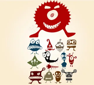 可爱的小怪物矢量素材