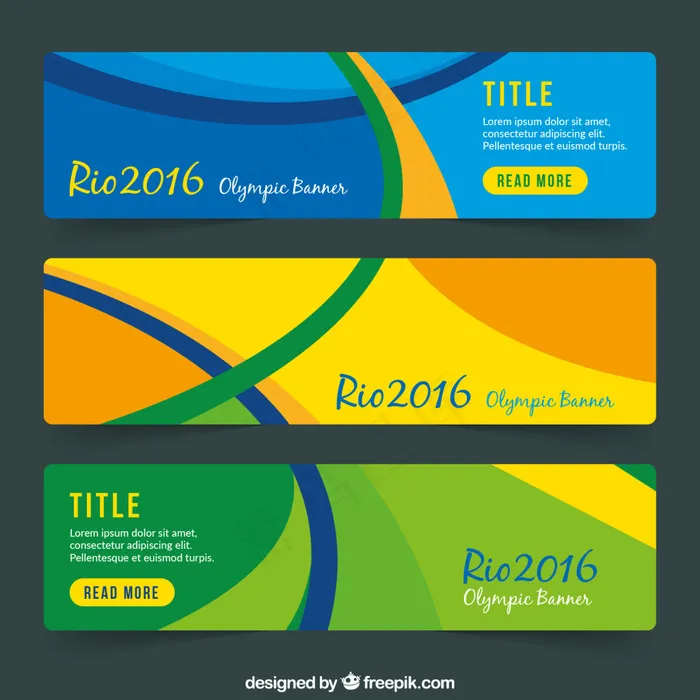 2016巴西奥运会三种彩色横幅设计eps,ai矢量模版下载