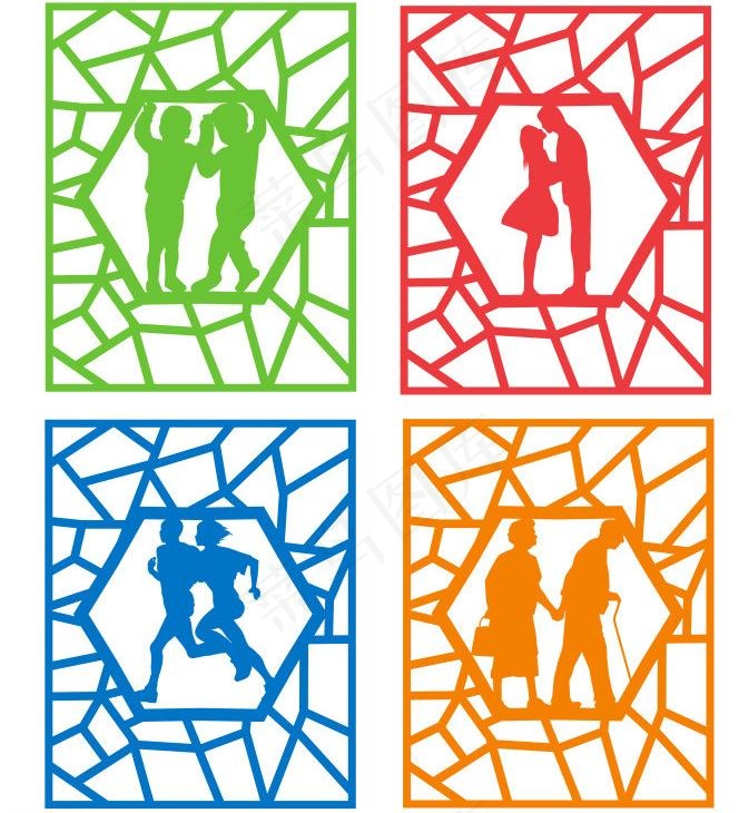 幸福四季图片cdr矢量模版下载