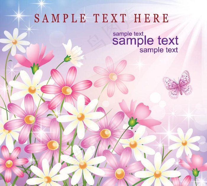 春天梦幻花朵 蝴蝶图片