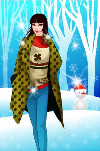 时尚女性 节日装扮 矢量人物 AI...