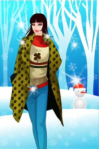 时尚女性 节日装扮 矢量人物 AI...