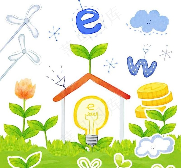 绿色节能卡通图片