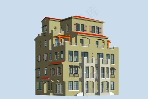 双拼别墅3d模型图片