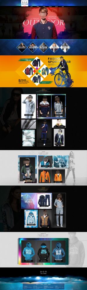 淘宝冬季男装羽绒服详情页描述图模板