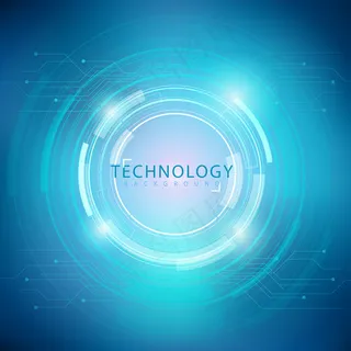 蓝色光感圆环科技背景图