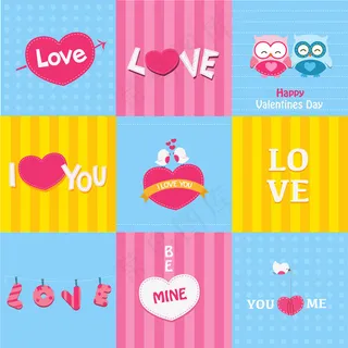 情人节手绘爱情鸟贺卡素材