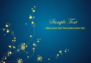 蓝色背景摘要金色花卉矢量图形