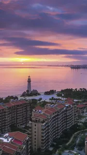 夕阳下的海滨城市高清摄影图片 夕阳下的海滨城市高清摄影图片