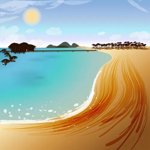 海边旅游背景图ai矢量模版下载