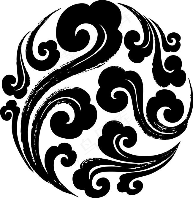 水墨祥云花纹