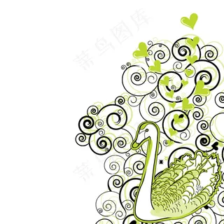 绿色天鹅花纹背景矢量素材