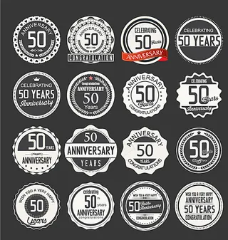 50周年纪念标签矢量图图片