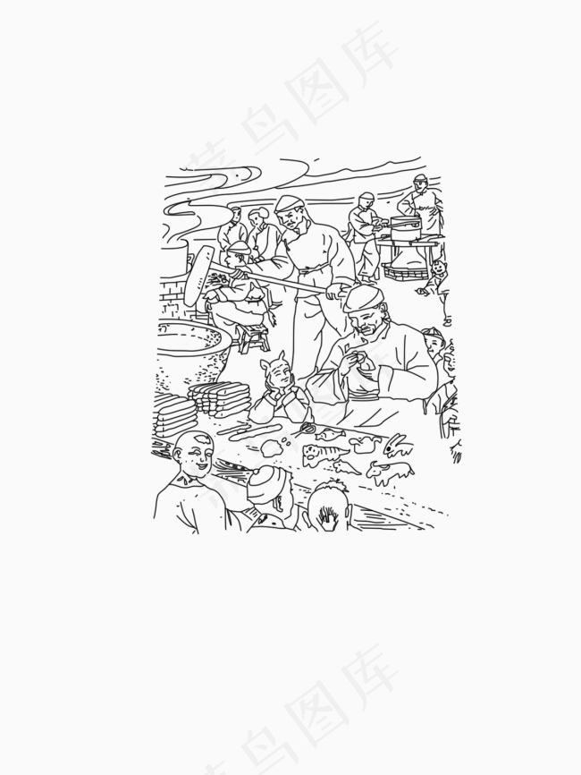 过年线稿psd模版下载