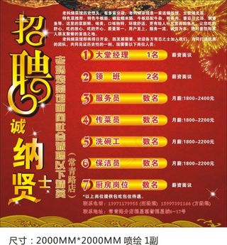 老妈烧菜馆招聘海报