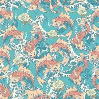 日本锦鲤花纹矢量元素