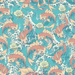 日本锦鲤花纹矢量元素