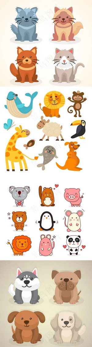 一群可爱的森林动物矢量素材
