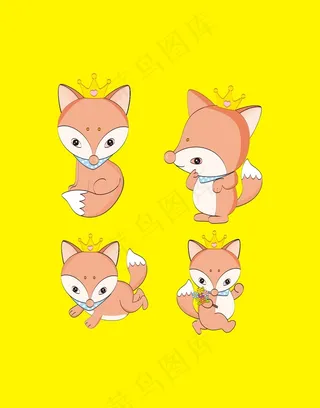 狐狸多个图案素材