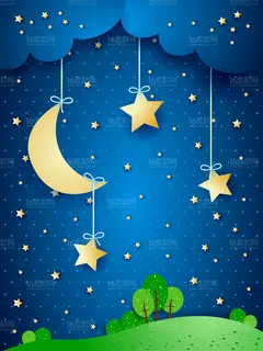 唯美的夜空景色矢量素材