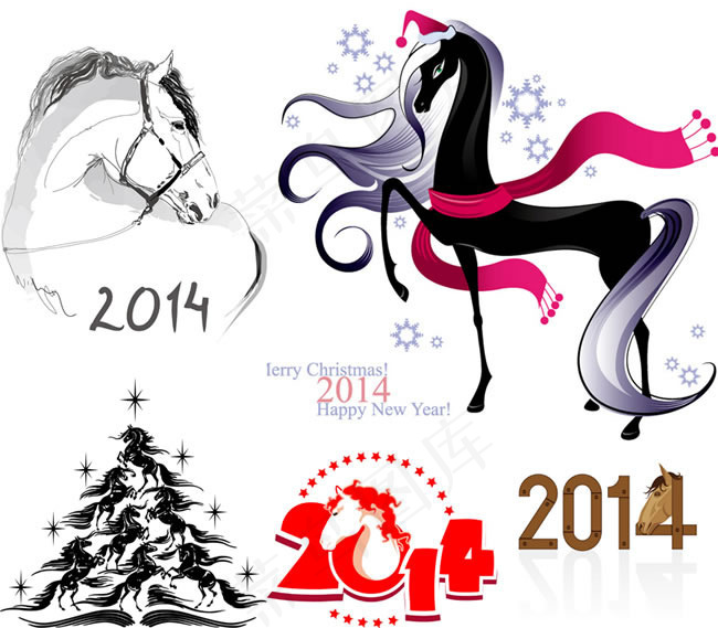 2014马年创意插画矢量素材