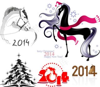 2014马年创意插画矢量素材