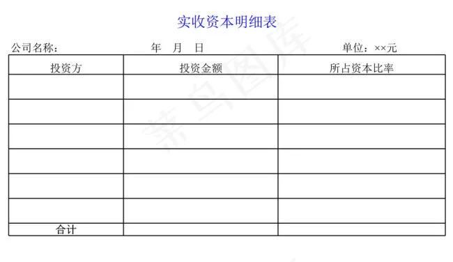 实收资本明细表