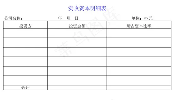 实收资本明细表