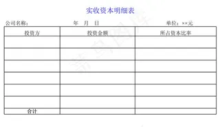 实收资本明细表