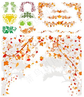植物边境星矢量
