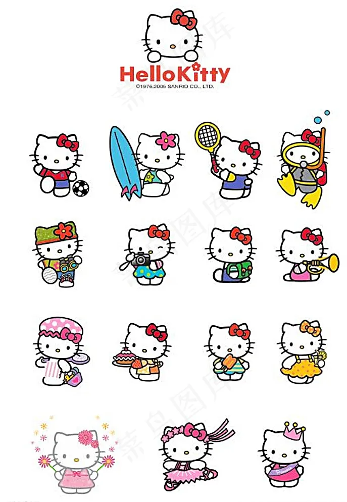 hellokitty 卡通素材图片ai矢量模版下载