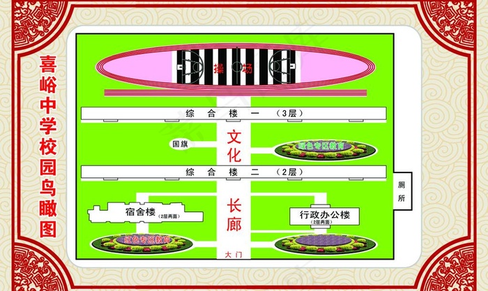 喜峪中学校园鸟瞰图图片(3912X2551(DPI:72))psd模版下载