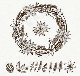 简洁温馨婚礼请柬圣诞花环爱心婚礼邀...