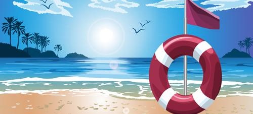 沙滩旅游元素矢量图02