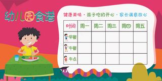 卡通幼儿园食谱宣传展板