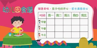 卡通幼儿园食谱宣传展板