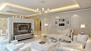 豪华银白色欧式客厅模型图片