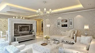 豪华银白色欧式客厅模型图片