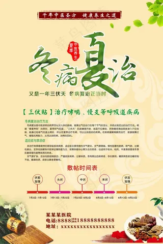 冬病夏治三伏贴养生文化中医海报
