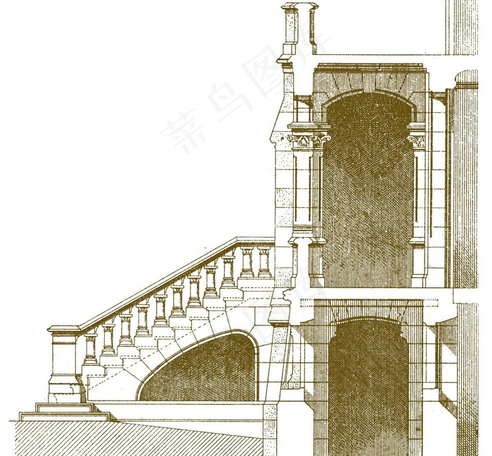 欧式手绘复古建筑图片