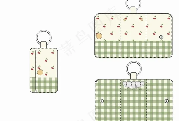 樱桃格子钥匙包图片ai矢量模版下载