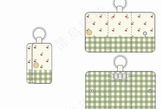 樱桃格子钥匙包图片