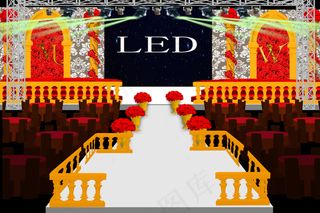 红金婚礼舞台效果图