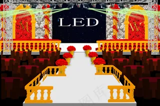 红金婚礼舞台效果图