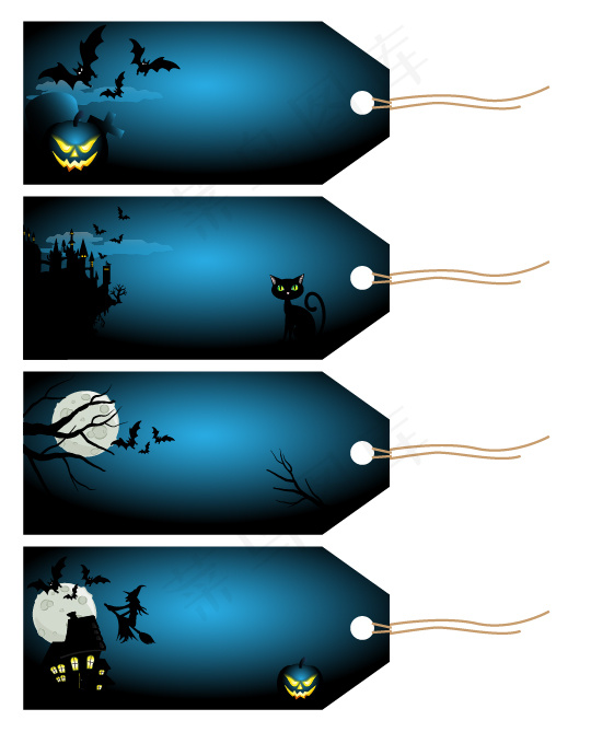 万圣节吊牌标签矢量素材