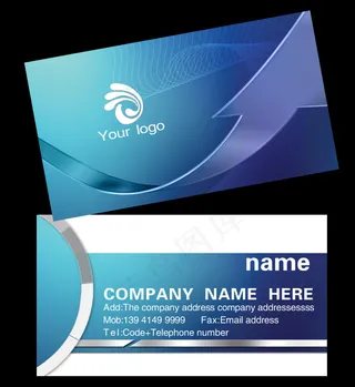 蓝色名片设计简洁名片