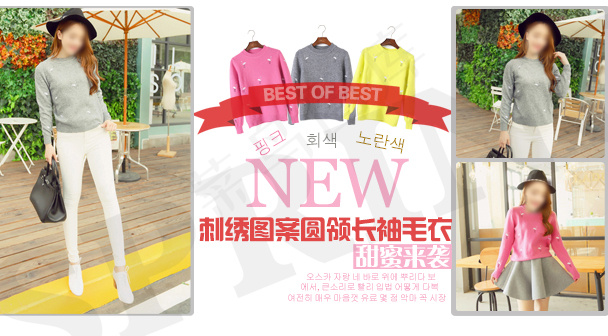 韩版休闲刺绣图案毛衣海报