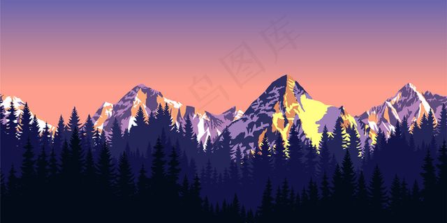 手绘户外露营剪影背景设计