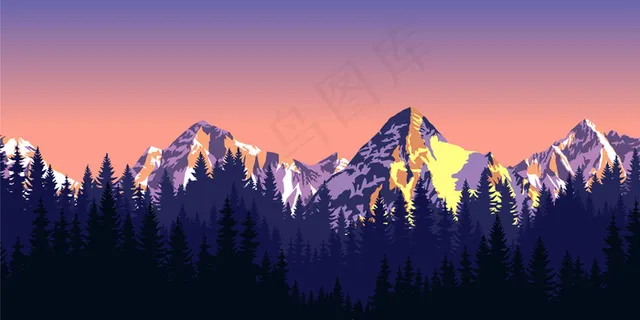 手绘户外露营剪影背景设计