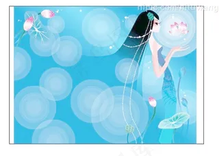 站在荷花*的长发mm图片